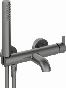 Deante Bateria wannowa z zestawem prysznicowym Silia titanium BQS_D11M