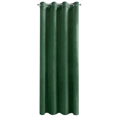 Zasłona Gotowa Przelotki Melanie 140x250cm Ciemnozielona Welur