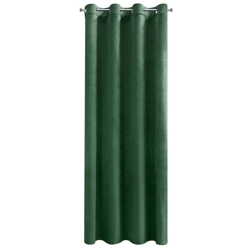 Zasłona Gotowa Przelotki Melanie 140x250cm Ciemnozielona Welur