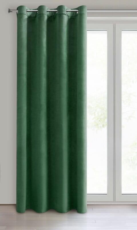 Zasłona Gotowa Przelotki Melanie 140x250cm Ciemnozielona Welur