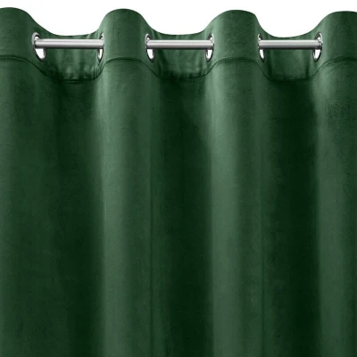 Zasłona Gotowa Przelotki Melanie 140x250cm Ciemnozielona Welur