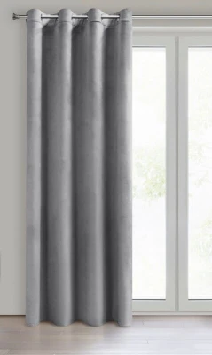 Zasłona Gotowa Przelotki Melanie 140x250cm Szara Welur