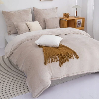 Pościel Z Mikrofibry MIŚ Flano 160x200 COZY beżowy Świąteczna Ciepła