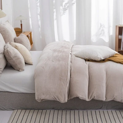 Pościel Z Mikrofibry MIŚ Flano 160x200 COZY beżowy Świąteczna Ciepła