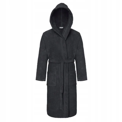 DAMSKI SZLAFROK BAWEŁNIANY Z KAPTUREM GRAFIT XXL