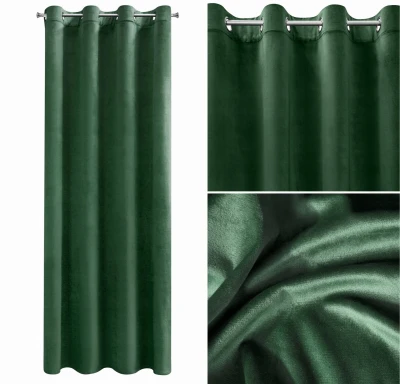 Zasłona Przelotki Welwet Welur 140 x 250 cm Zielona do Salonu Sypialni