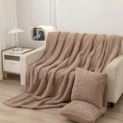Gruby miękki Koc Bukla Baranek Narzuta Pled na Łóżko 200 x 220 Ciepły Boucle