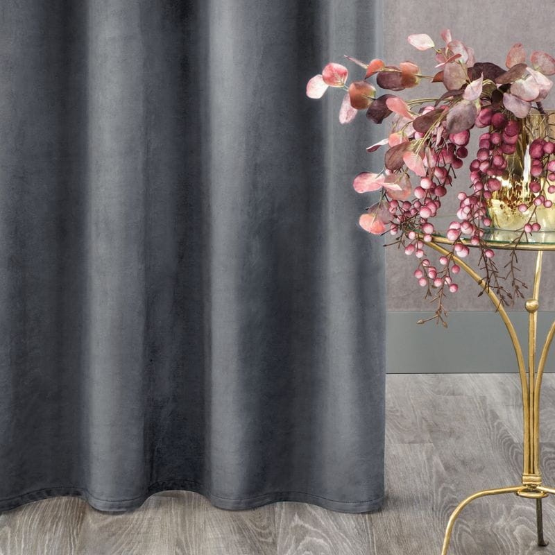Zasłona Velvet Welur Welwet 140 x 250 grafitowa Kółka do Salonu Sypialni