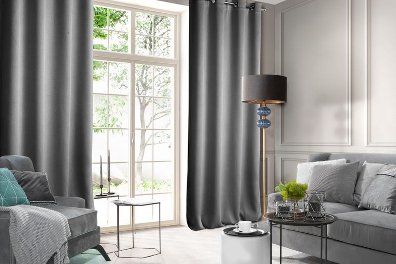 Zasłona Velvet Welur Welwet 140 x 250 grafitowa Kółka do Salonu Sypialni