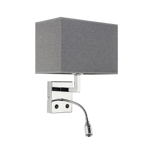 Lampa ścienna Kinkiet regulowany z włącznikiem 1x60W, 1x2.2W Szara NOWODVORSKI