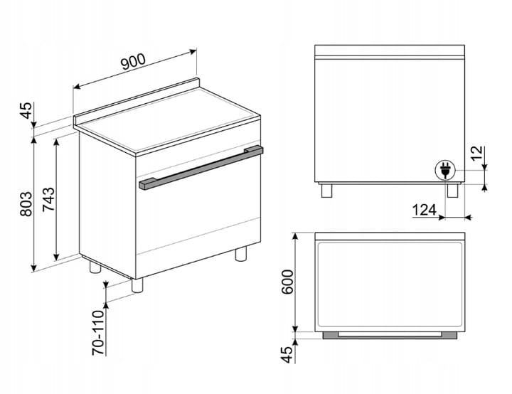 KUCHNIA WOLNOSTOJĄCA Z PŁYTĄ INDUKCYJNĄ 90x60CM SMEG CPF9IPAN ANTRACYTOWY
