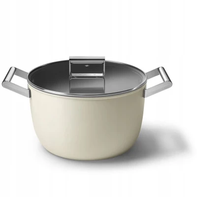 Garnek 26cm podstawa 19,3cm stal nierdzewna PTFE Smeg CKFC2611CRM