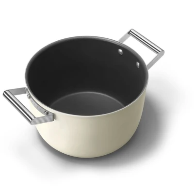 Garnek 26cm podstawa 19,3cm stal nierdzewna PTFE Smeg CKFC2611CRM
