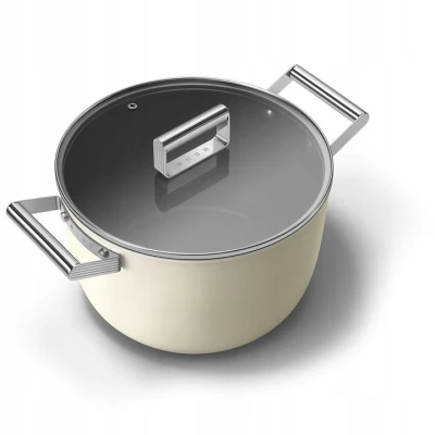 Garnek 26cm podstawa 19,3cm stal nierdzewna PTFE Smeg CKFC2611CRM