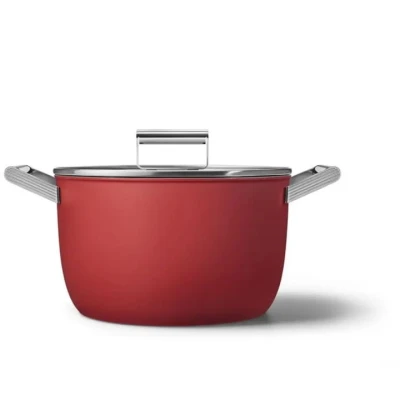 Garnek 26cm podstawa 19,3cm stal nierdzewna PTFE Smeg CKFC2611RDM