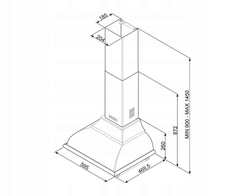 Okap przyścienny 60cm 788 m³/h 3 prędkości LED Smeg KC16AOE