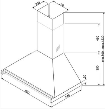 Okap przyścienny 90cm 781 m³/h 3 prędkości LED Smeg KD90HAE