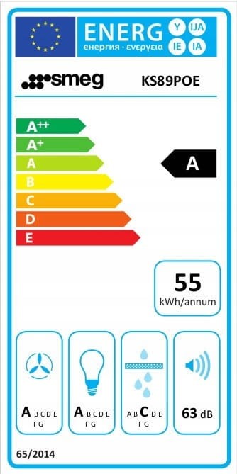 Okap przyścienny 90cm 788 m³/h 3 prędkości LED Smeg KS89POE