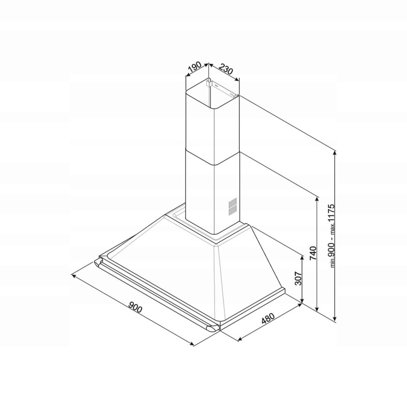 Okap przyścienny 90cm 788 m³/h 3 prędkości LED Smeg KT90BLE