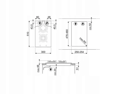 Płyta gazowa 30cm 2 palniki żeliwne ruszty Smeg PV332CN