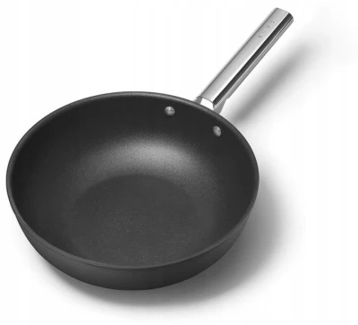WOK 30cm stal nierdzewna aluminium PTFE uchwyt AISI304 Smeg CKFW3001BLM