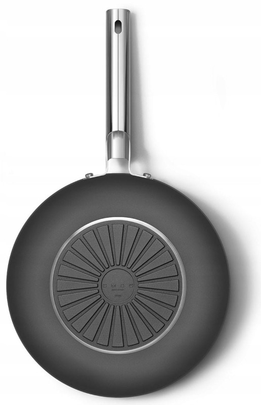 WOK 30cm stal nierdzewna aluminium PTFE uchwyt AISI304 Smeg CKFW3001BLM