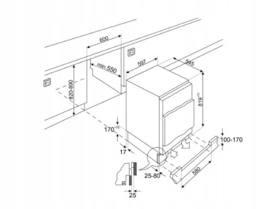 Zamrażarka do zabudowy 82cm zawiasy stałe 95l Smeg U8F082DF1