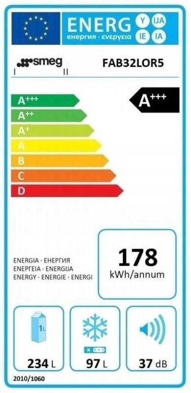 LODÓWKA WOLNOSTOJĄCA SMEG FAB32LOR5 Pomarańczowa