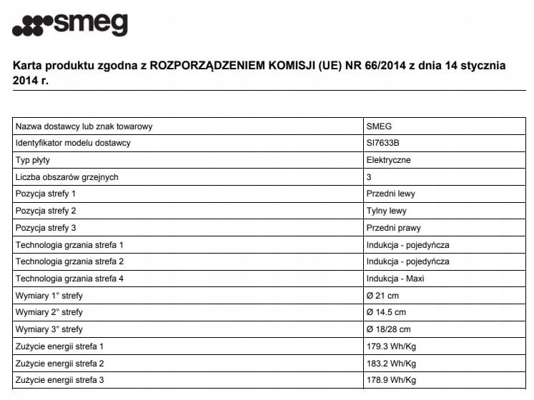 Płyta indukcyjna do zabudowy Smeg SI7633B