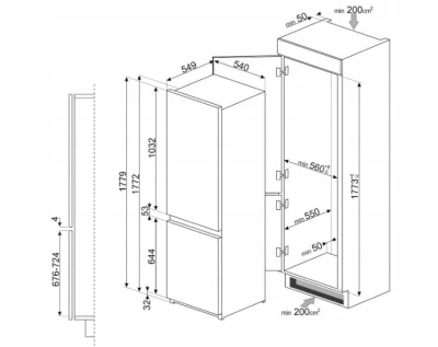 LODÓWKA DO ZABUDOWY SMEG C4173N1F 177cm