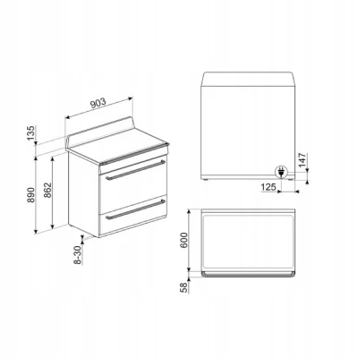 Kuchnia indukcyjna 90cm 9 funkcji pieczenia Smeg TR90IBL2