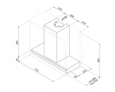Okap do zabudowy 71cm 695m³/h 3 prędkości LED Smeg KSGT73X
