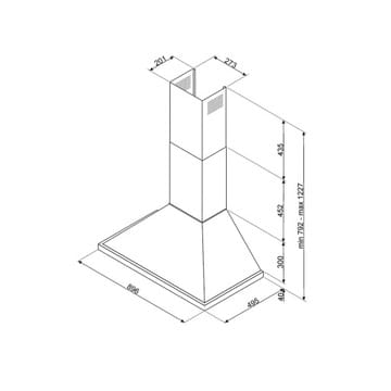 Okap przyścienny 90cm 781 m³/h 3 prędkości LED Smeg KPF9AN