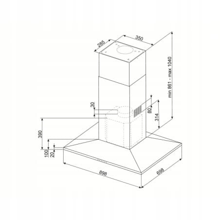 Okap wyspowy 90cm 578 m³/h 3 prędkości LED Smeg KI90CE