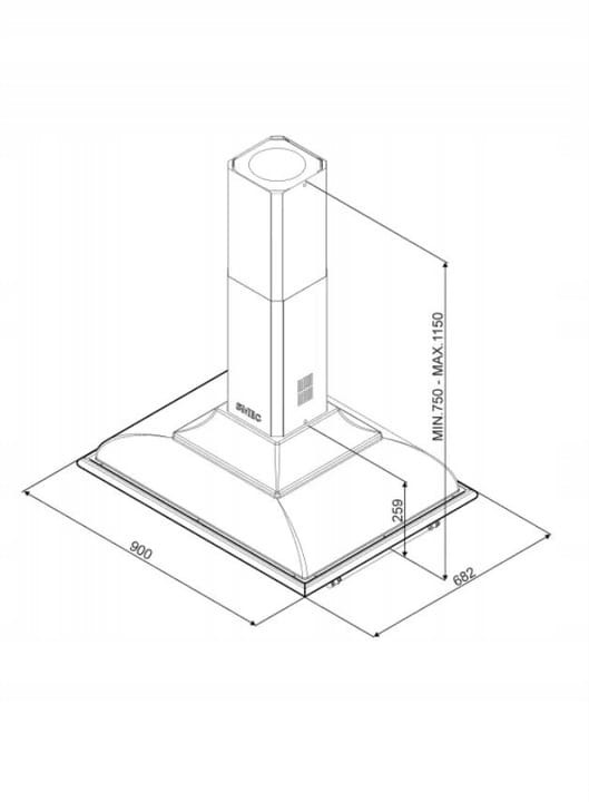 Okap wyspowy 90cm 754 m³/h 3 prędkości LED Smeg KCI19AOE