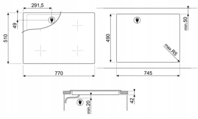 Płyta ceramiczna 77cm 5 stref sterowanie dotykowe Smeg SE385EMTB
