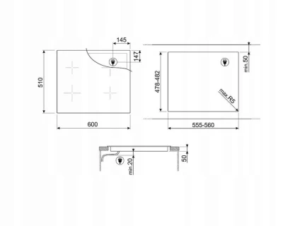 Płyta indukcyjna 60cm 4 strefy sterowanie dotykowe Smeg SIM1644DG