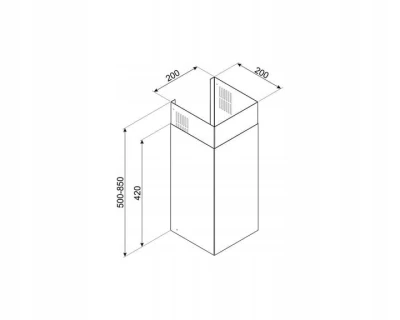 Przedłużenie komina 200x200x850 mm Smeg KITCMNKV