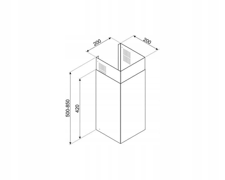 Przedłużenie komina 200x200x850 mm Smeg KITCMNKV