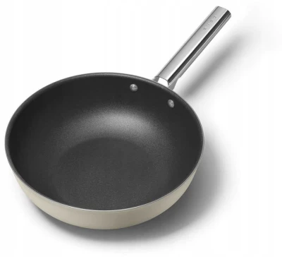 WOK 30cm stal nierdzewna aluminium PTFE uchwyt AISI304 Smeg CKFW3001CRM