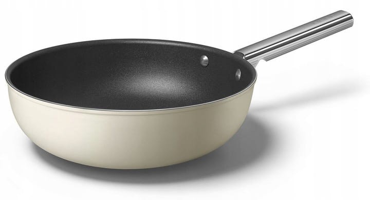WOK 30cm stal nierdzewna aluminium PTFE uchwyt AISI304 Smeg CKFW3001CRM