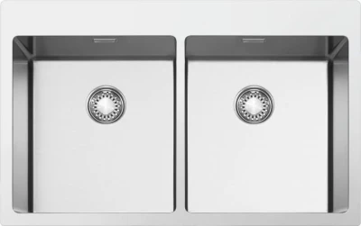 Zlewozmywak wpuszczany w blat 85cm 2 komory Smeg VR12S4040RS
