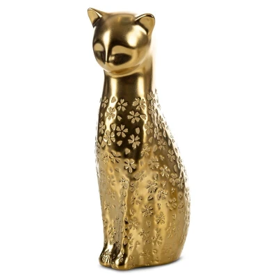 Dekoracyjna Figurka Kot Kity 9 x 11 x 27 cm Złoty Kotek Elegancka Glamour