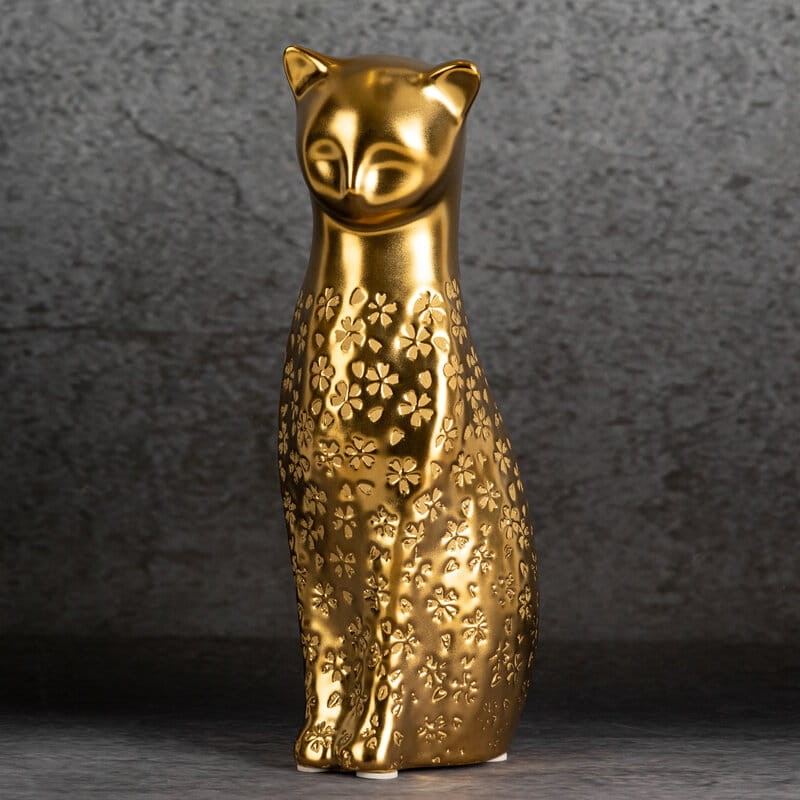Dekoracyjna Figurka Kot Kity 9 x 11 x 27 cm Złoty Kotek Elegancka Glamour