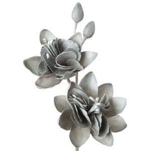 Kwiat Flore Srebrny 20 cm, 6 szt., 86 cm długości, dekoracyjny
