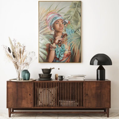 Obraz ręcznie malowany 80 x 120 cm Zielony