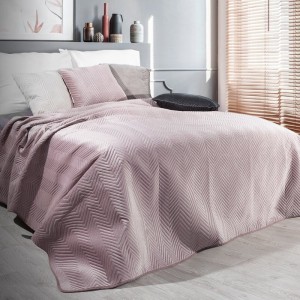 Narzuta Sofia 200x220 cm Welwet Pudrowy Róż, Pikowana Jodełka