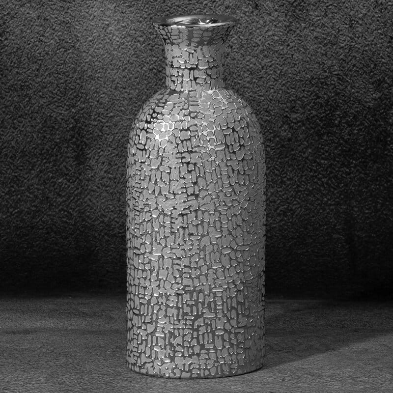 Wazon Dekoracyjny Riso 16 x 11 x 40 cm Srebrny