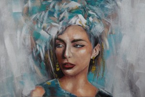 Obraz ręcznie malowany 80 x 120 cm Szary