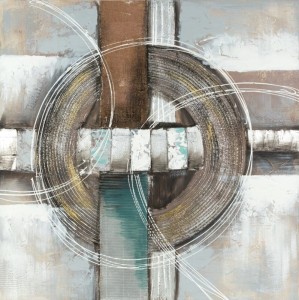 Obraz ręcznie malowany 80 x 80 cm Beżowy